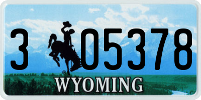 WY license plate 305378