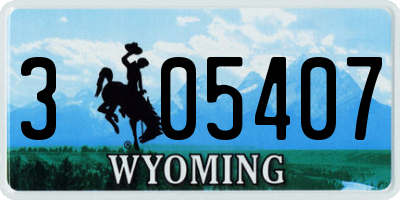 WY license plate 305407