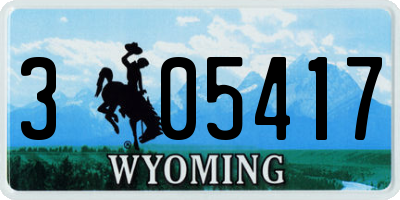 WY license plate 305417