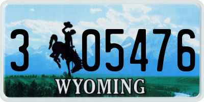WY license plate 305476