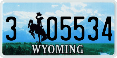 WY license plate 305534