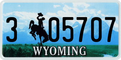 WY license plate 305707