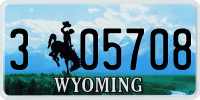 WY license plate 305708