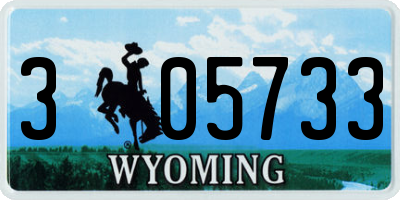 WY license plate 305733