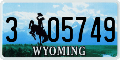 WY license plate 305749