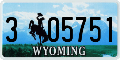 WY license plate 305751