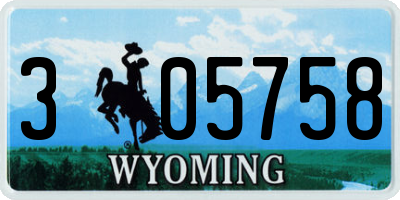 WY license plate 305758