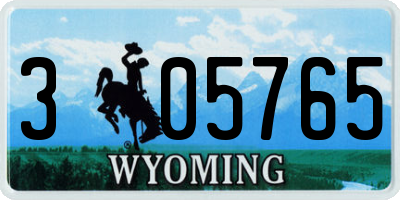 WY license plate 305765
