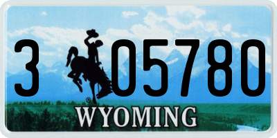 WY license plate 305780