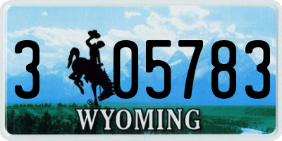 WY license plate 305783
