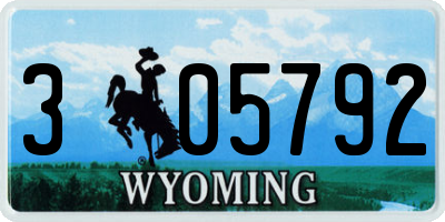 WY license plate 305792