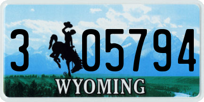 WY license plate 305794