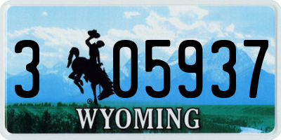 WY license plate 305937