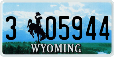 WY license plate 305944