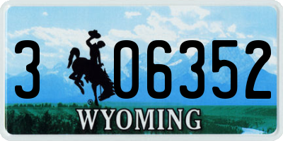 WY license plate 306352