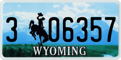 WY license plate 306357