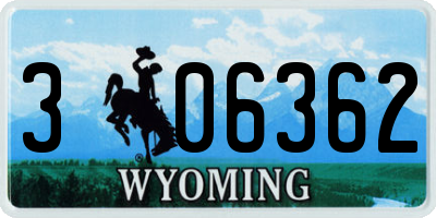 WY license plate 306362