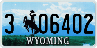 WY license plate 306402