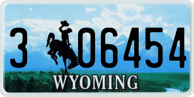WY license plate 306454