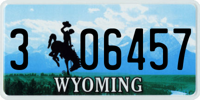 WY license plate 306457