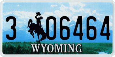 WY license plate 306464