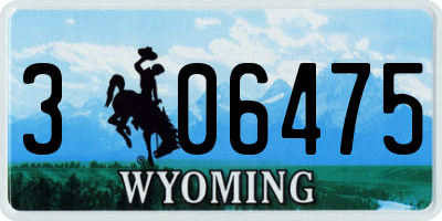 WY license plate 306475