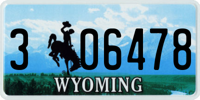 WY license plate 306478