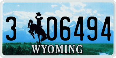 WY license plate 306494