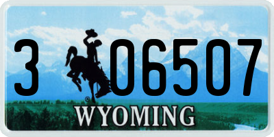 WY license plate 306507