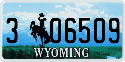 WY license plate 306509