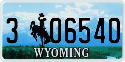 WY license plate 306540