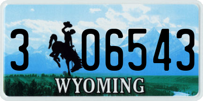 WY license plate 306543
