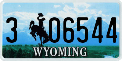 WY license plate 306544