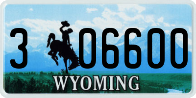 WY license plate 306600
