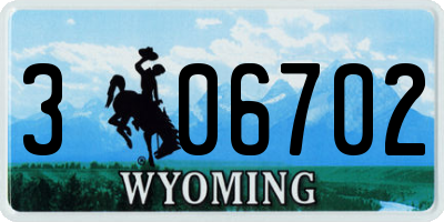 WY license plate 306702