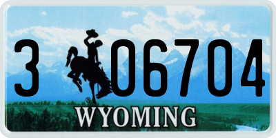 WY license plate 306704