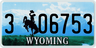 WY license plate 306753