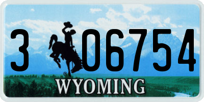 WY license plate 306754