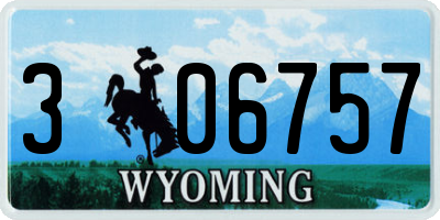 WY license plate 306757