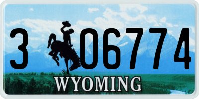 WY license plate 306774