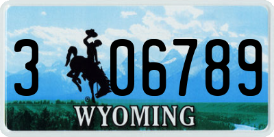 WY license plate 306789