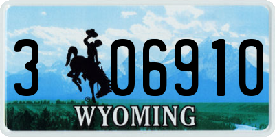 WY license plate 306910