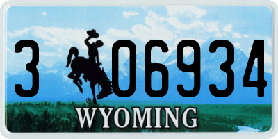 WY license plate 306934