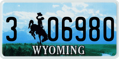 WY license plate 306980