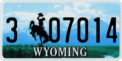 WY license plate 307014