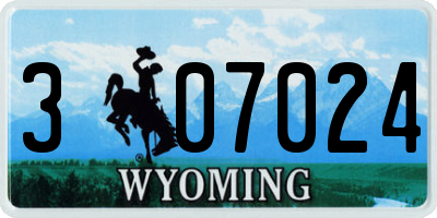 WY license plate 307024