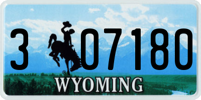 WY license plate 307180