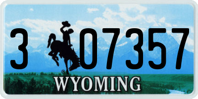 WY license plate 307357