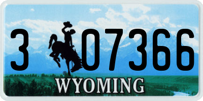 WY license plate 307366