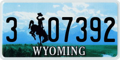 WY license plate 307392